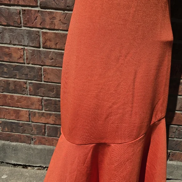 Anthropologie The Ariana Square-Neck Asymmetrical Ruffle-Hem Dress Magic Fabric - Picture 7 of 13